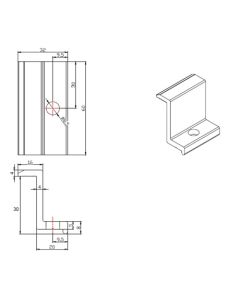 KLEMA KOŃCOWA 30MM SZER 60MM SREBRNA